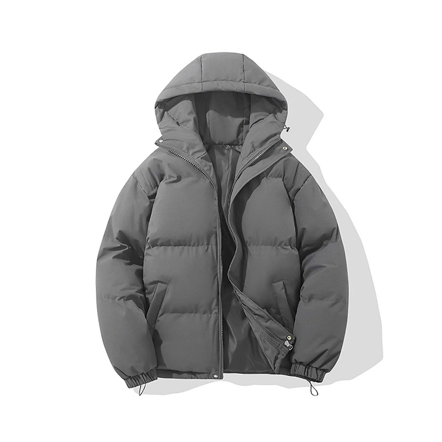 New Autumn And Winter Warm Fashion Harajuku Puffer Jacket Women High Neck Hooded Zipper Design Cotton-Padded Coat Abrigo Mujer