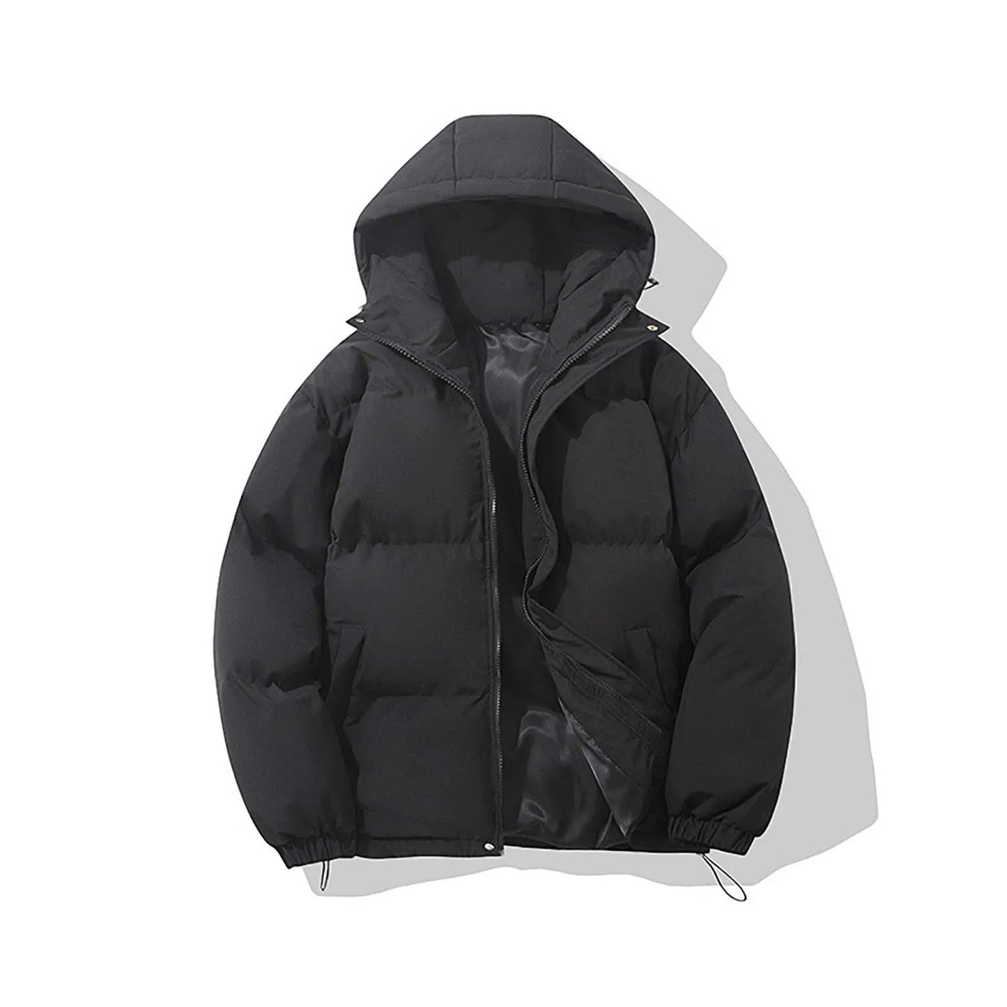 New Autumn And Winter Warm Fashion Harajuku Puffer Jacket Women High Neck Hooded Zipper Design Cotton-Padded Coat Abrigo Mujer