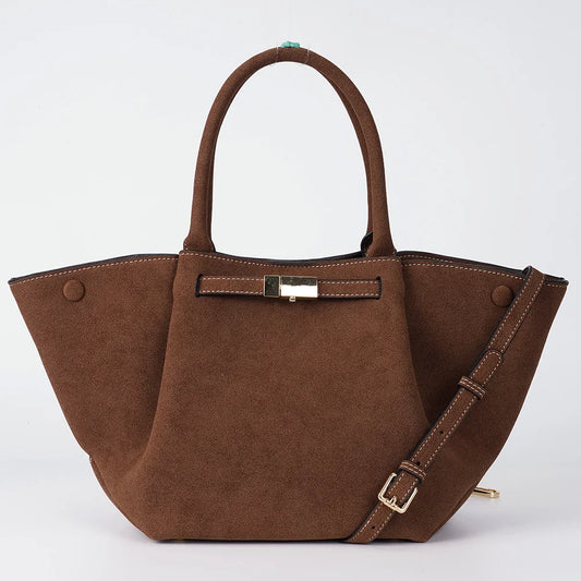 Autumn New Suede Buckle Design Women's Tote Bag Fashion Shoulder Bags Retro Handbag Ladies Versatile Crossbody Bag Armpit Purses