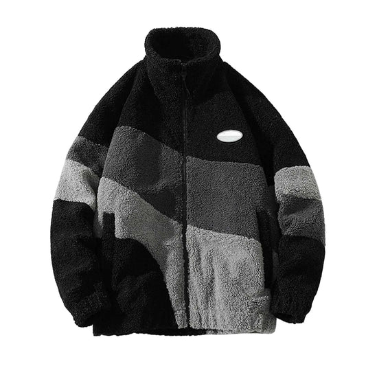 Men's Polar Fleece Zip Up Outwears Jackets Autumn Winter Warm Long Sleeve Stand Collar Cotton-Padded Clothes Oversize Sweatshirt