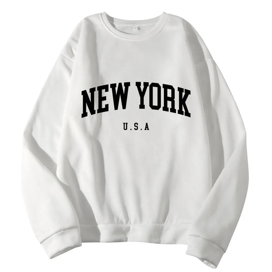 U.S.A New York USA City Men And Women Sweatshirt Letter Long Sleeve Round Neck  Men Clothing Hip Hop Spring Autumn Graphic Tops